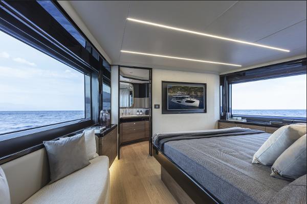 Slide: The Image of Luxurious bedroom interior of 2024 Absolute Navetta 64 yacht with ocean views. - 17