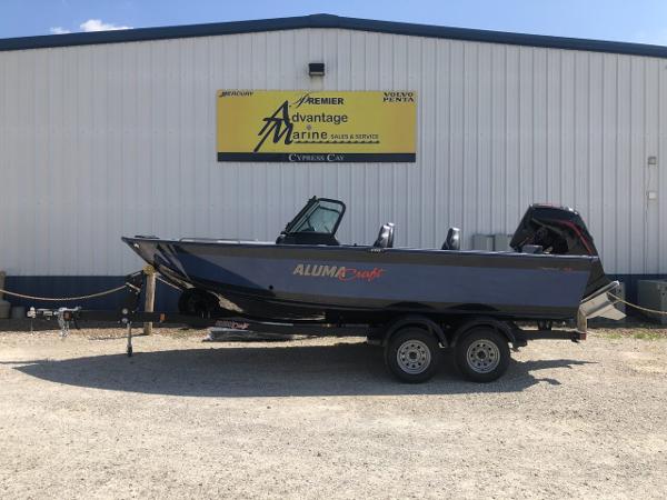 Slide: The Image of 2024 Alumacraft Trophy 195 boat on trailer at Advantage Marine dealership. - 0