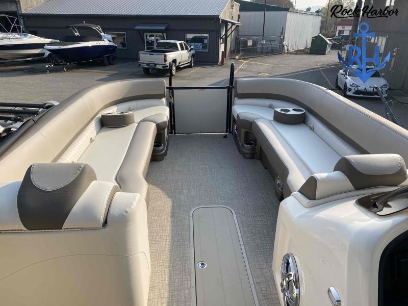 Slide: The Image of 2023 Avalon 2585 Catalina Cruise Funship interior with spacious seating and modern design. - 7