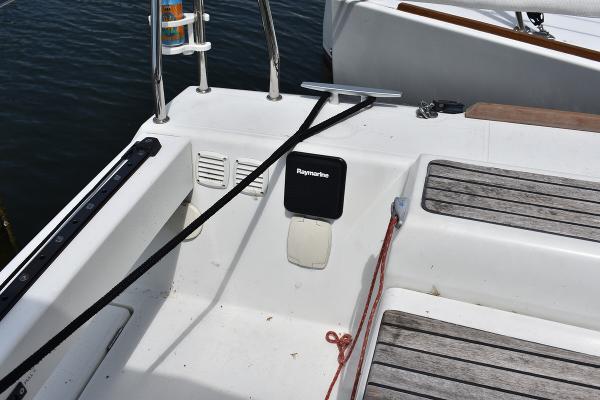 Slide: The Image of Beneteau First 30 2012 sailboat cockpit with Raymarine equipment and teak decking. - 14