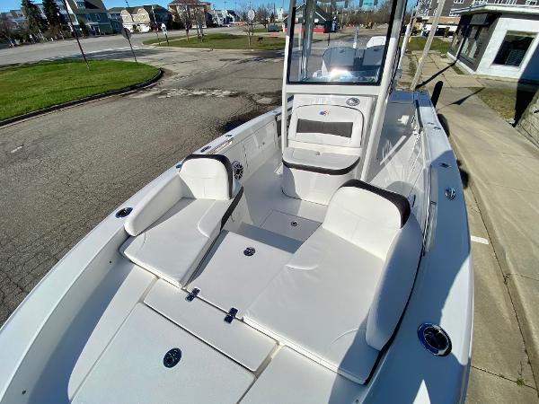 Slide: The Image of 2024 Crevalle 26 HCO boat with spacious seating and modern design. - 13