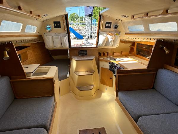 Slide: The Image of Interior of a 1986 J Boats J30 sailboat with seating and storage. - 4