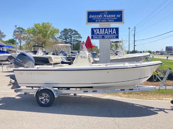Slide: The Image of 2024 Key West 1720 Sportsman boat on trailer at Angler's Marine NC dealership. - 0