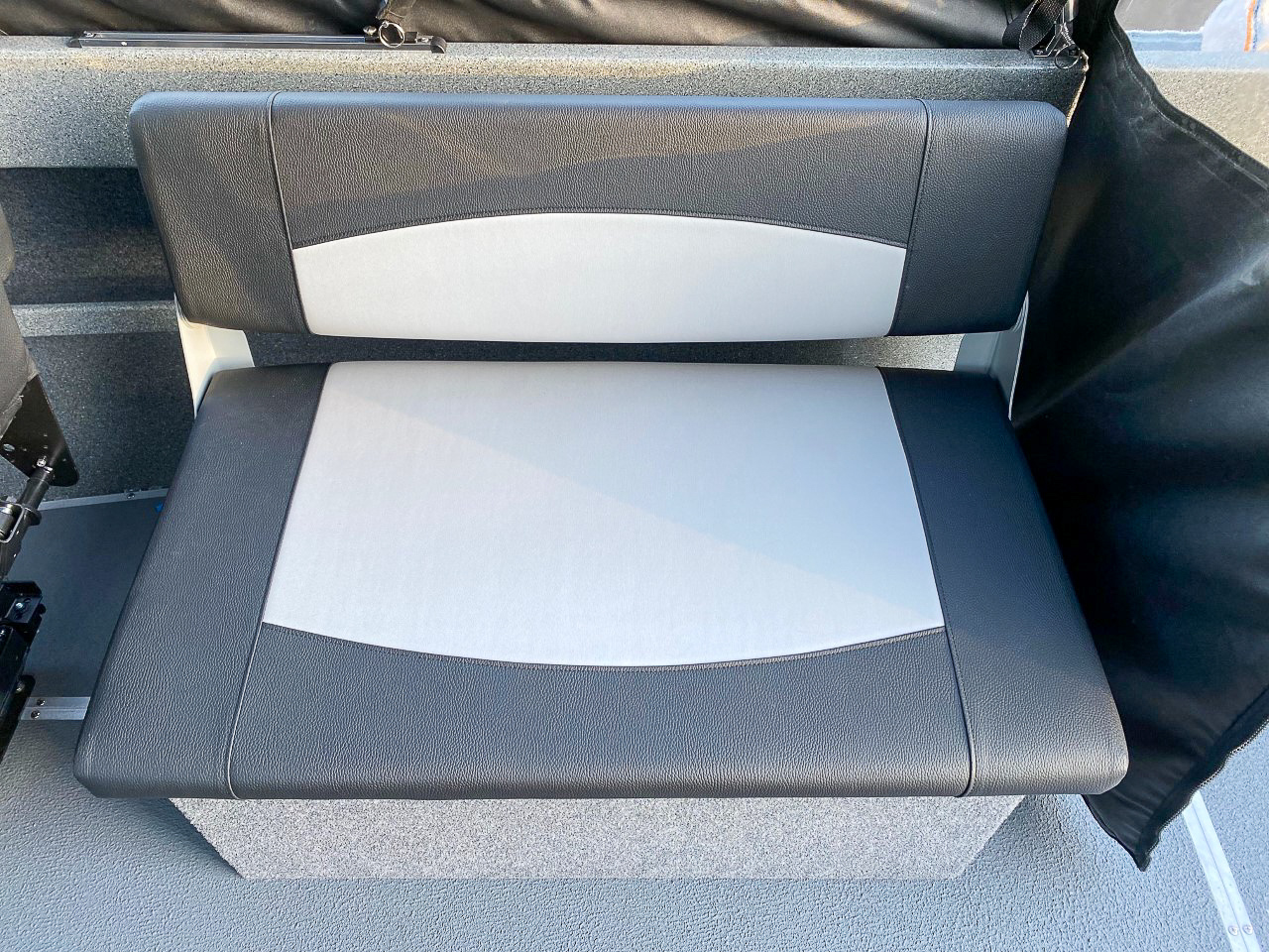 Slide: The Image of 2025 North River 22 Seahawk boat seat with black and gray upholstery. - 18