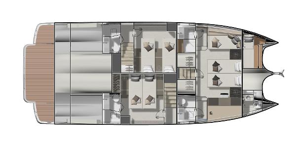 Slide: The Image of Prestige M48 2025 yacht floor plan with spacious cabins and modern amenities. - 25