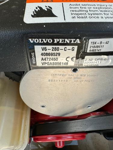 Slide: The Image of Volvo Penta engine label on 2016 Regal 22 FasDeck ESX boat. - 40