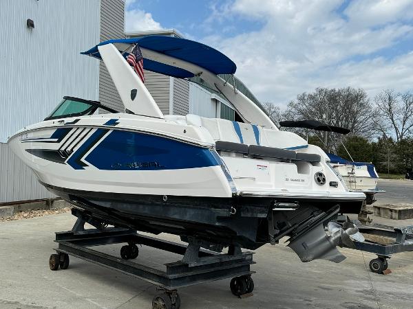 Slide: The Image of 2016 Regal 22 FasDeck ESX boat on a trailer, side view. - 9