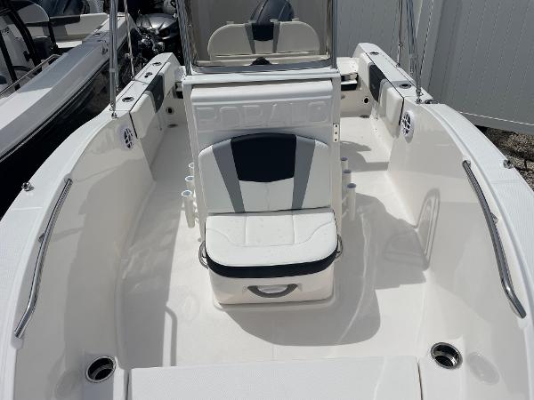 Slide: The Image of 2023 Robalo R180 Center Console boat interior with seating and storage. - 9