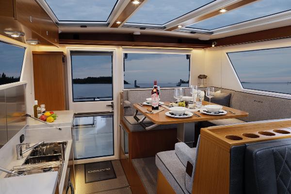 Slide: The Image of Luxurious interior of 2025 Sargo 45 Cat A yacht with dining area and kitchen. - 20