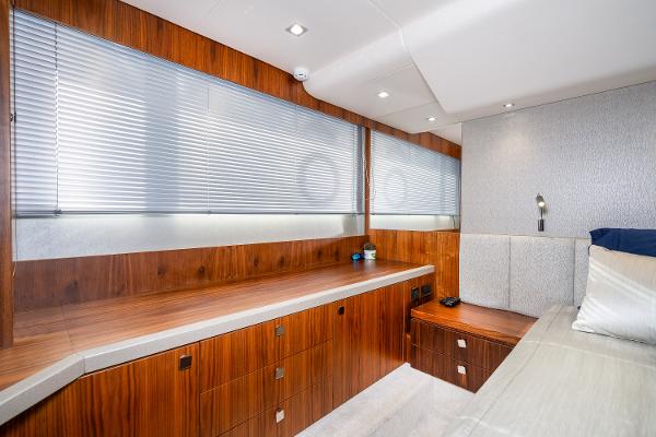 Slide: The Image of Luxurious cabin interior of 2017 Sunseeker Manhattan 52 yacht with wooden cabinetry. - 27