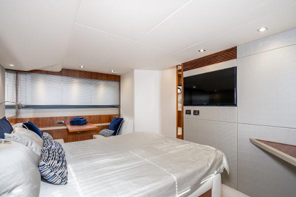 Slide: The Image of Luxurious bedroom interior of 2017 Sunseeker Manhattan 52 yacht with modern decor. - 28