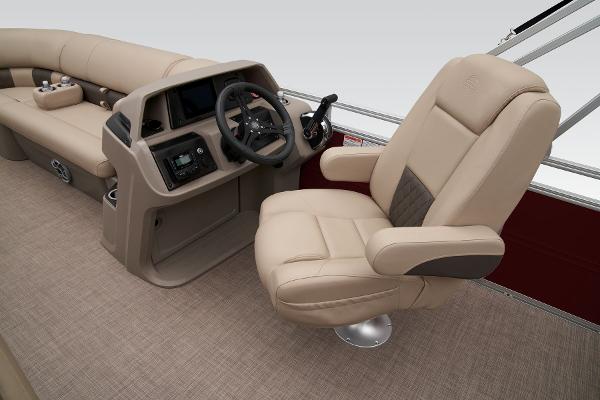 Slide: The Image of 2024 Sun Tracker Party Barge 20 DLX helm station with captain's chair. - 35