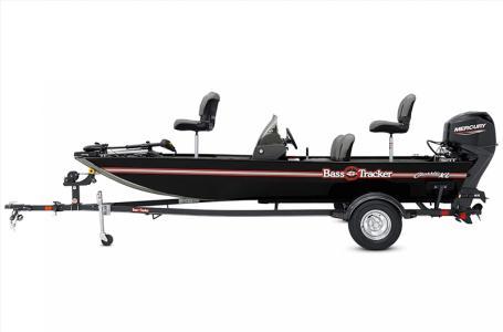 Slide: The Image of 2024 Tracker Bass Tracker Classic XL fishing boat with trailer and Mercury outboard motor. - 2