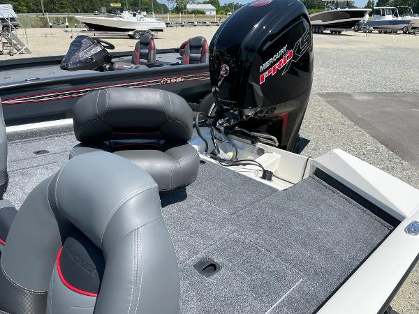 Slide: The Image of 2023 Tracker Pro Team 190 TX boat with Mercury Pro XS engine, gray seating. - 14