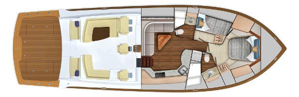 Slide: The Image of Top view layout of 2025 Viking 54 Open yacht interior and deck. - 7