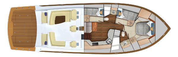 Slide: The Image of Top view layout of 2025 Viking 54 Open yacht interior and deck. - 8